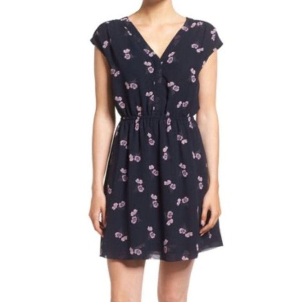 Madewell | Navy floral poppy mini dress